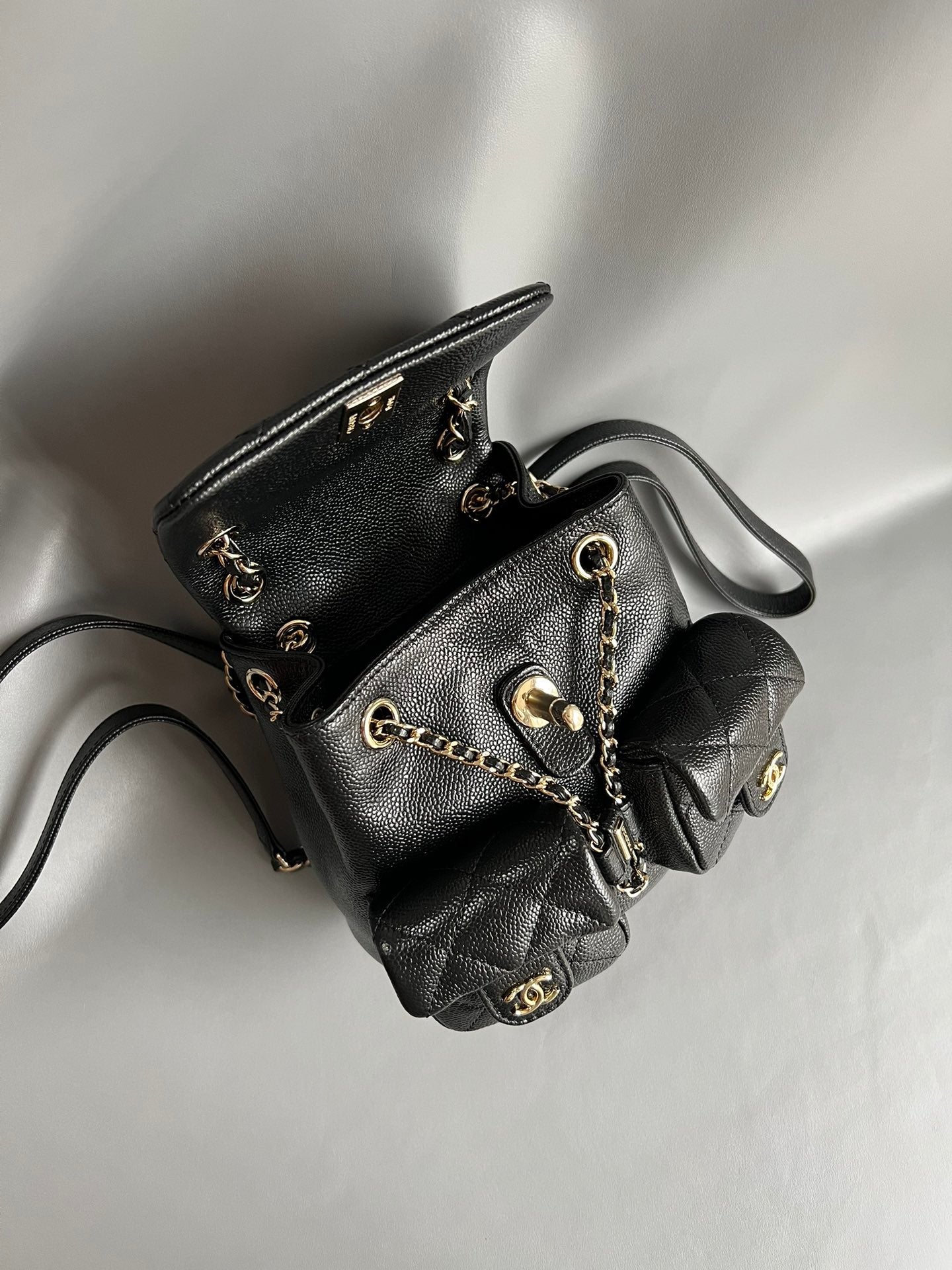 CHANEL- Duma Double bag Handle bag golden/sliver