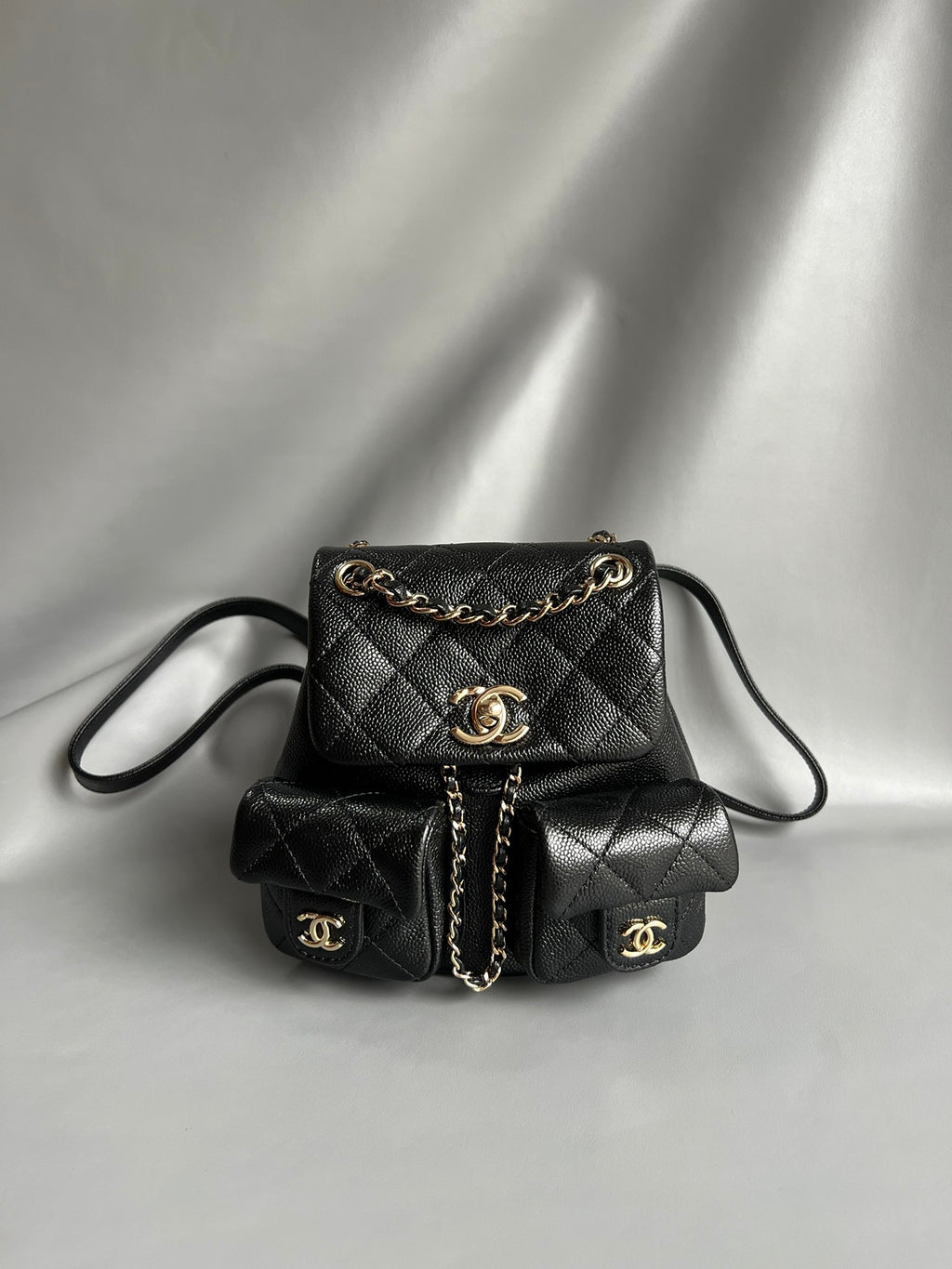 CHANEL- Duma Double bag Handle bag golden/sliver