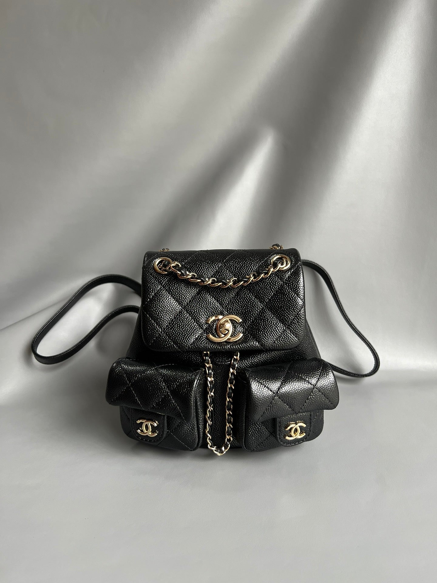 CHANEL- Duma Double bag Handle bag golden/sliver