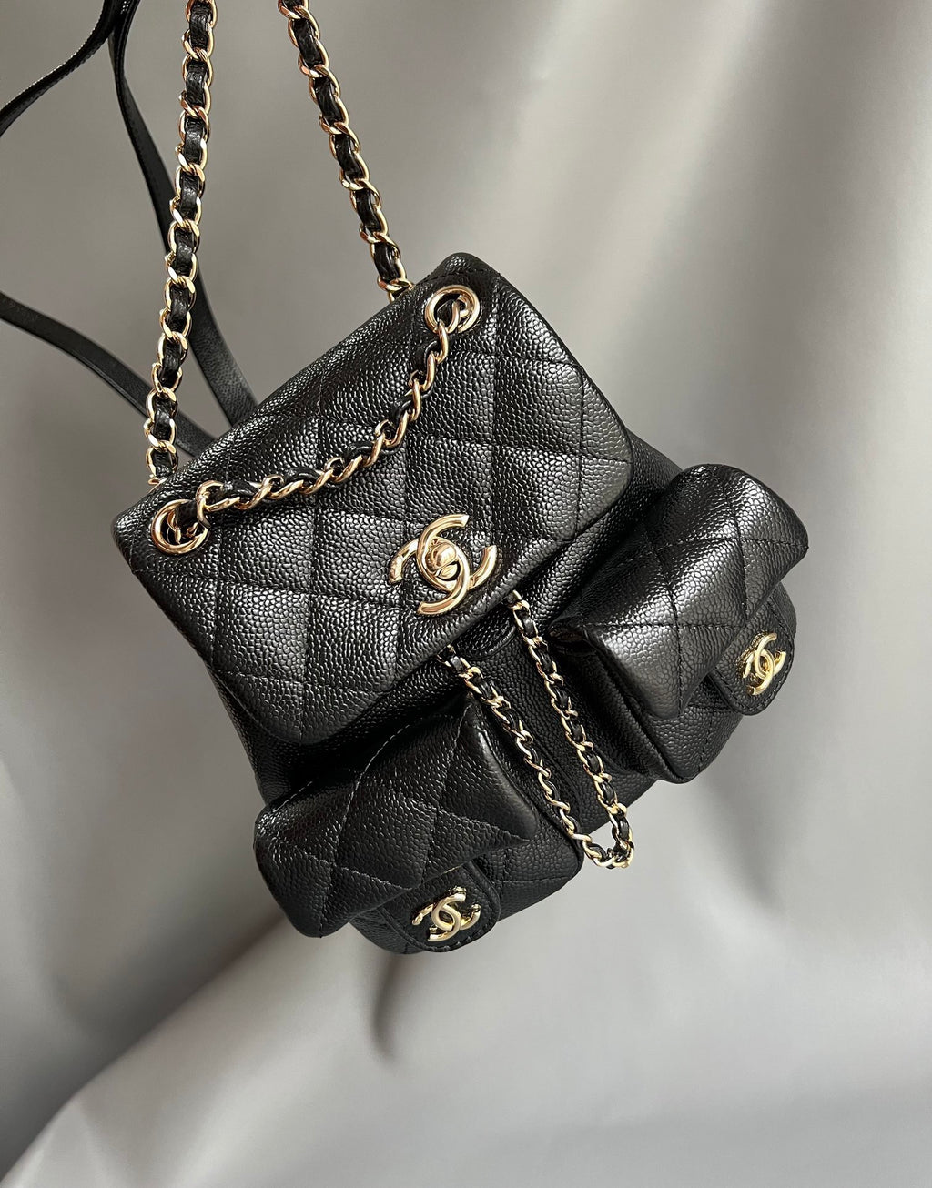 CHANEL- Duma Double bag Handle bag golden/sliver