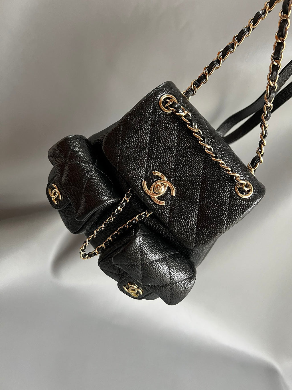 CHANEL- Duma Double bag Handle bag golden/sliver