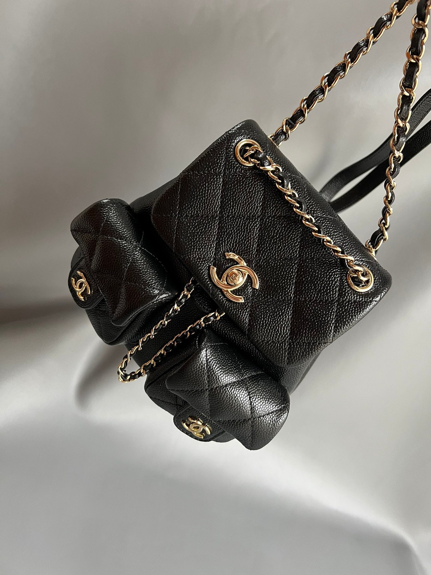 CHANEL- Duma Double bag Handle bag golden/sliver