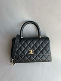 CHANEL-coco Handle Lambskin bag golden/sliver