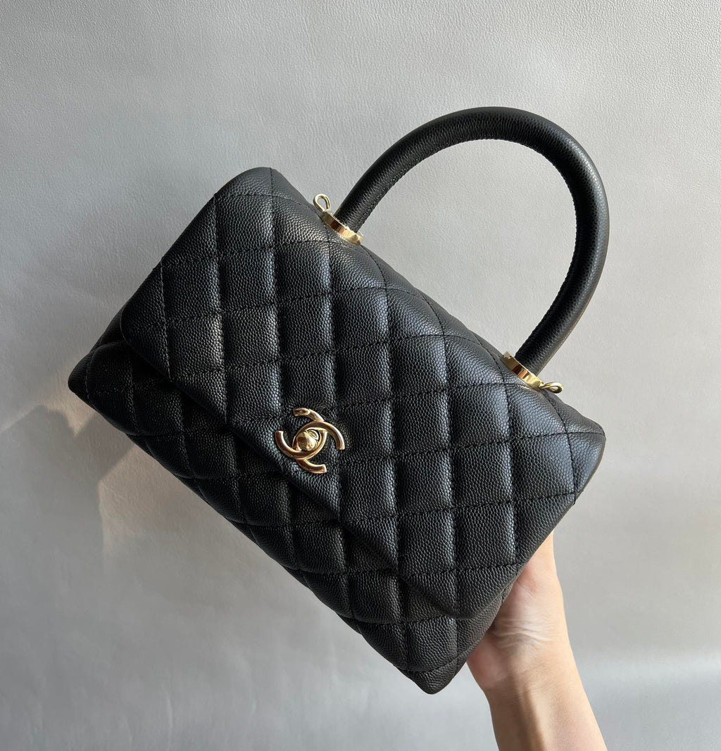 CHANEL-coco Handle Lambskin bag golden/sliver