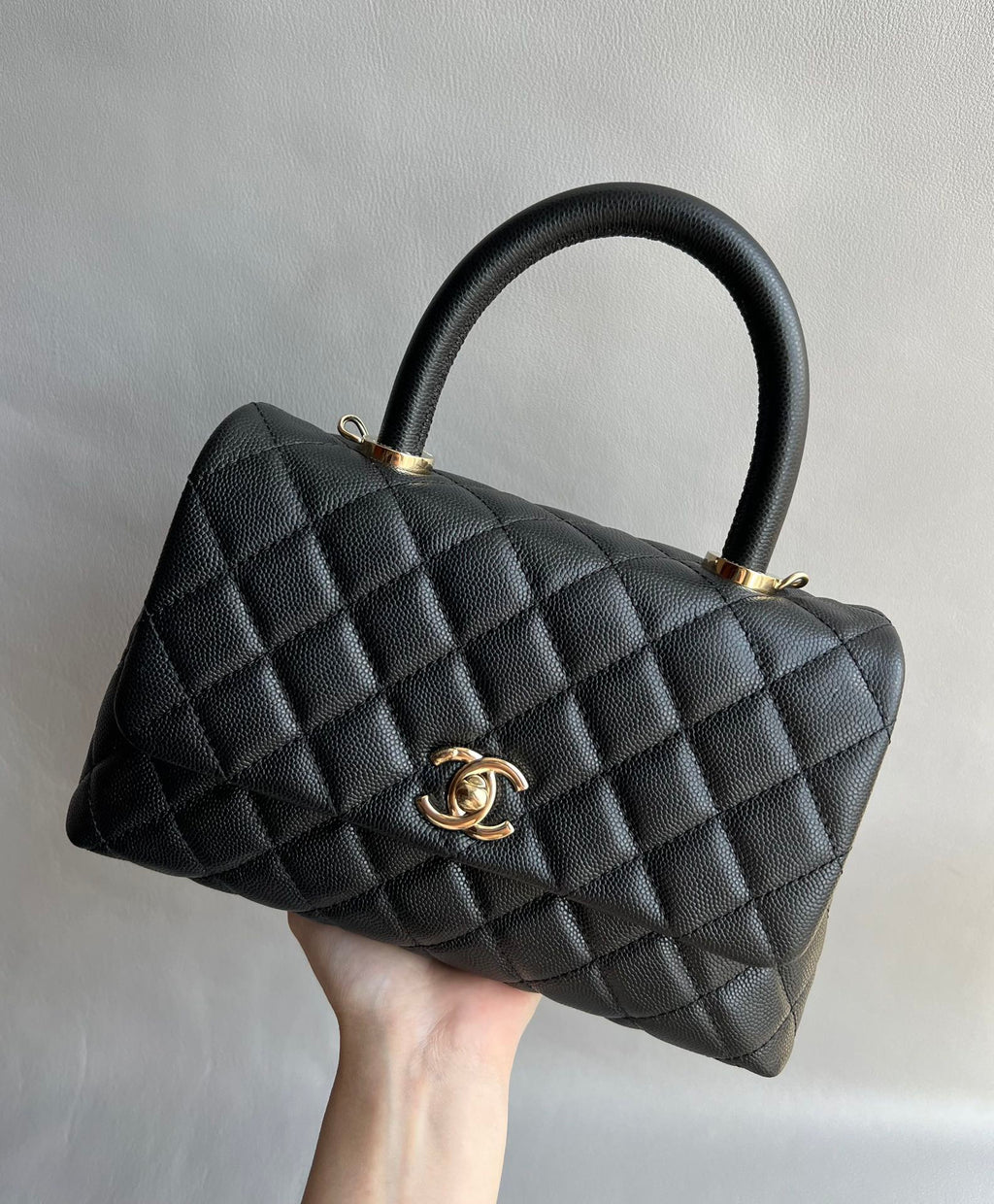 CHANEL-coco Handle Lambskin bag golden/sliver