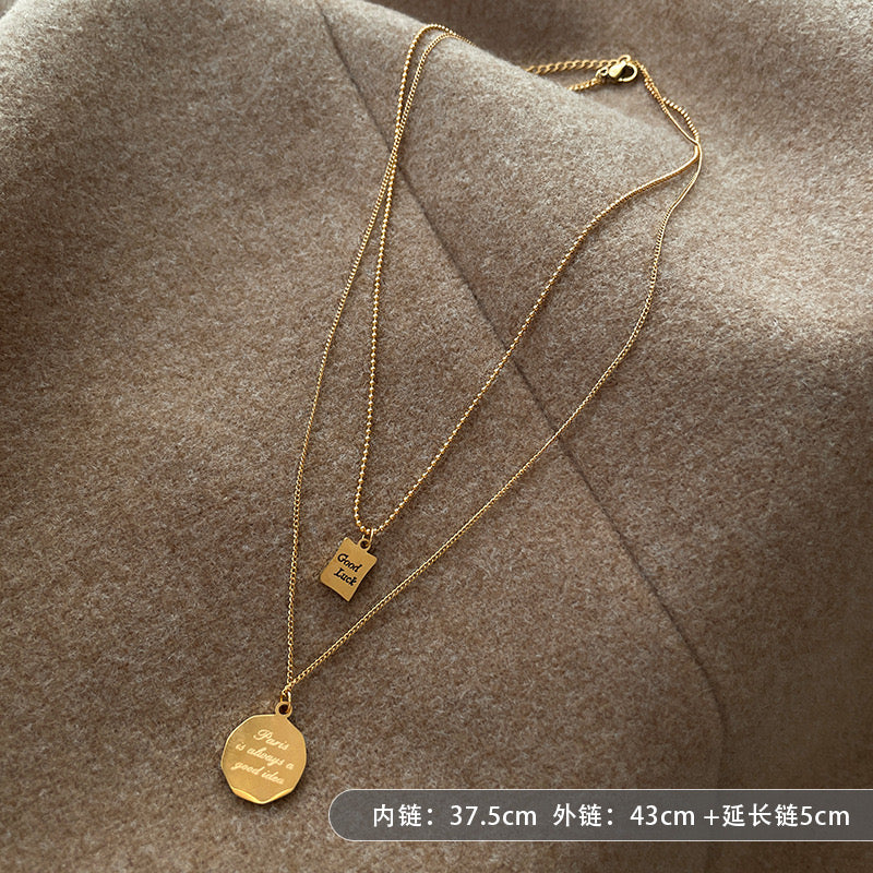 FENG SHUI - 8 Niche light luxury temperament sweater chain does not fade all collarbone chain choker