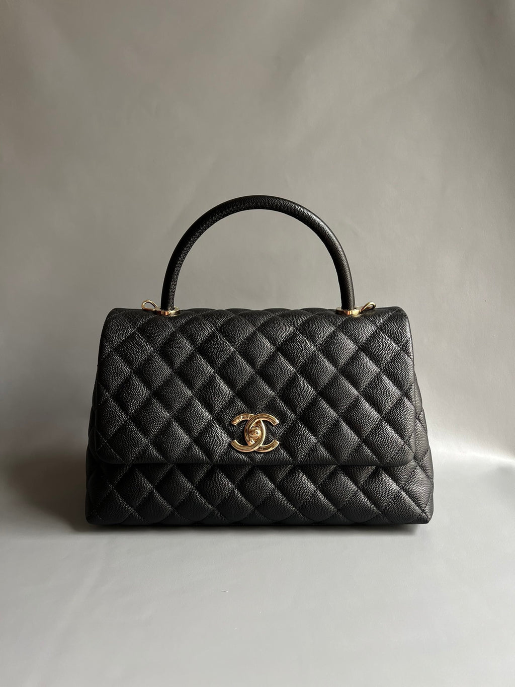CHANEL-coco Handle Lambskin bag golden/sliver