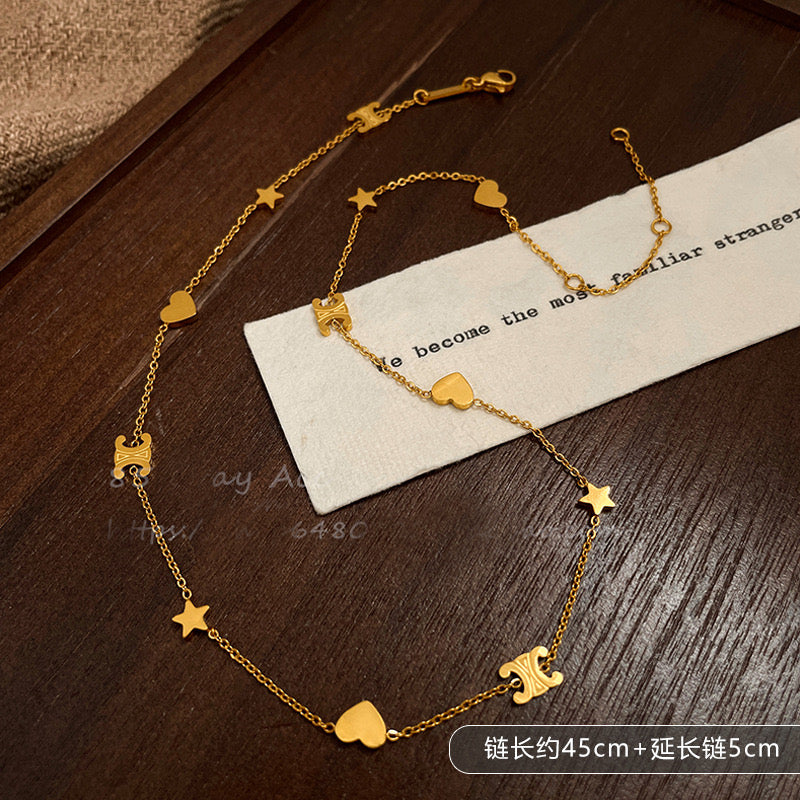 FENG SHUI - 8 Niche light luxury temperament sweater chain does not fade all collarbone chain choker