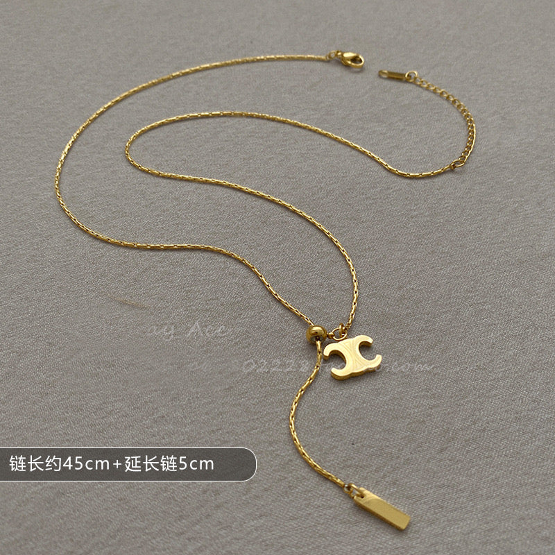 FENG SHUI - 8 Niche light luxury temperament sweater chain does not fade all collarbone chain choker