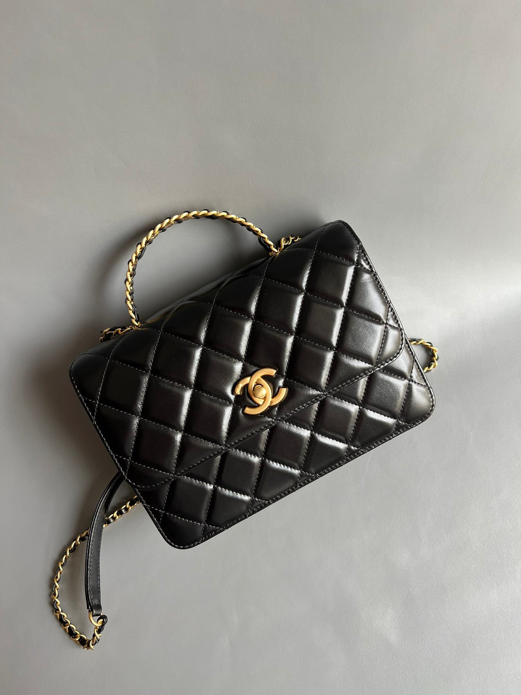 CHANEL- Handle Messenger bag Handle bag golden/sliver