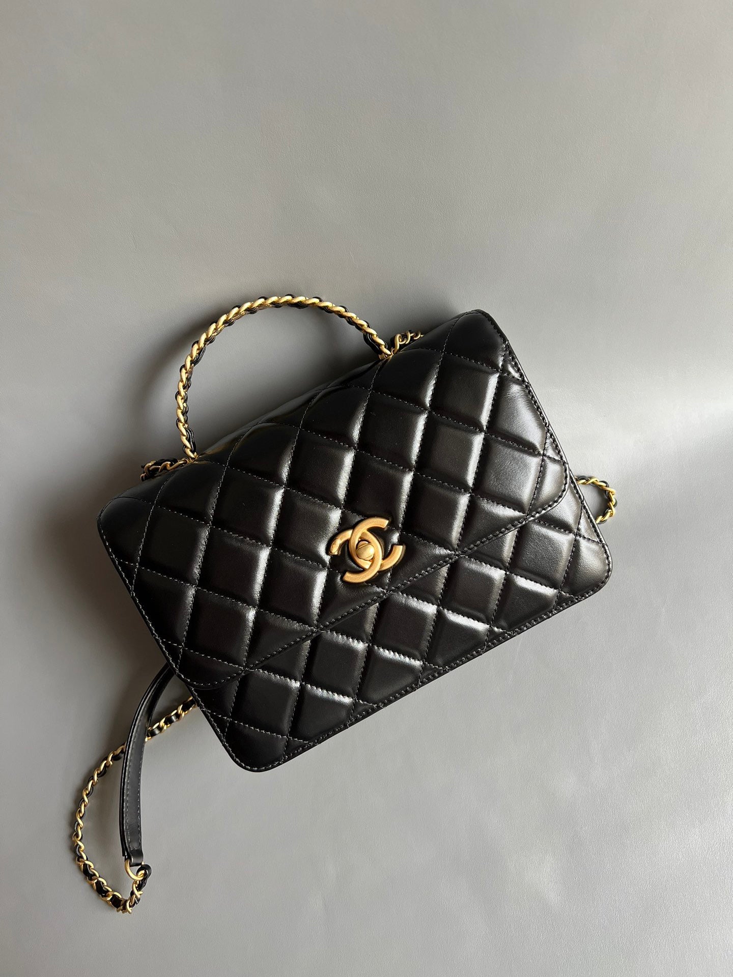 CHANEL- Handle Messenger bag Handle bag golden/sliver