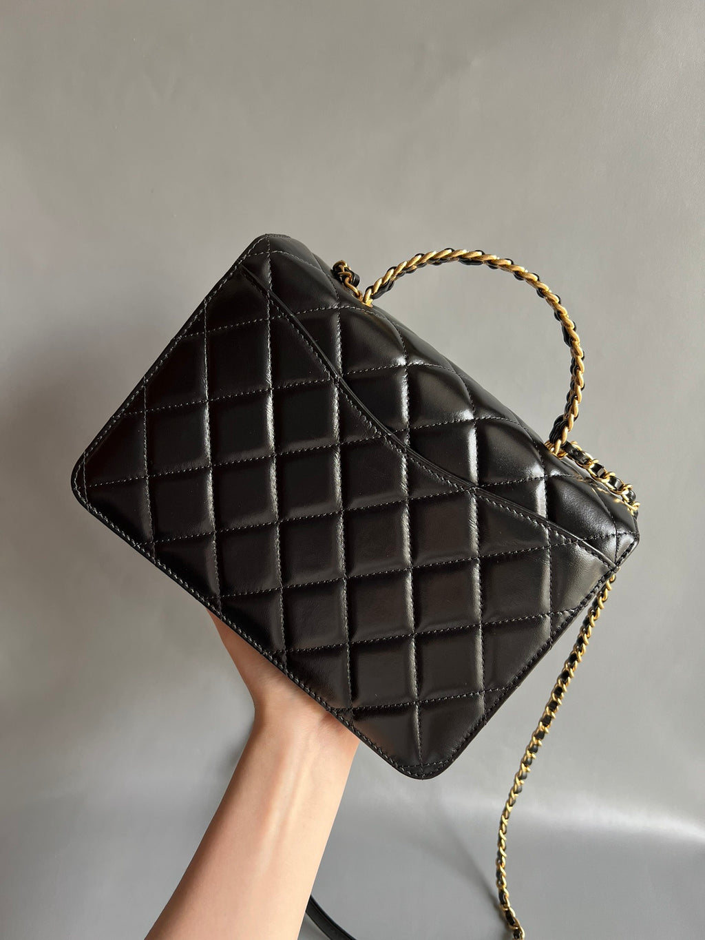 CHANEL- Handle Messenger bag Handle bag golden/sliver