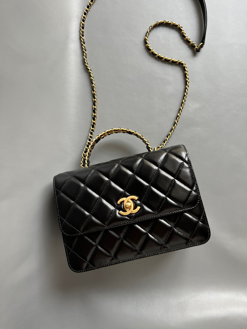 CHANEL- Handle Messenger bag Handle bag golden/sliver