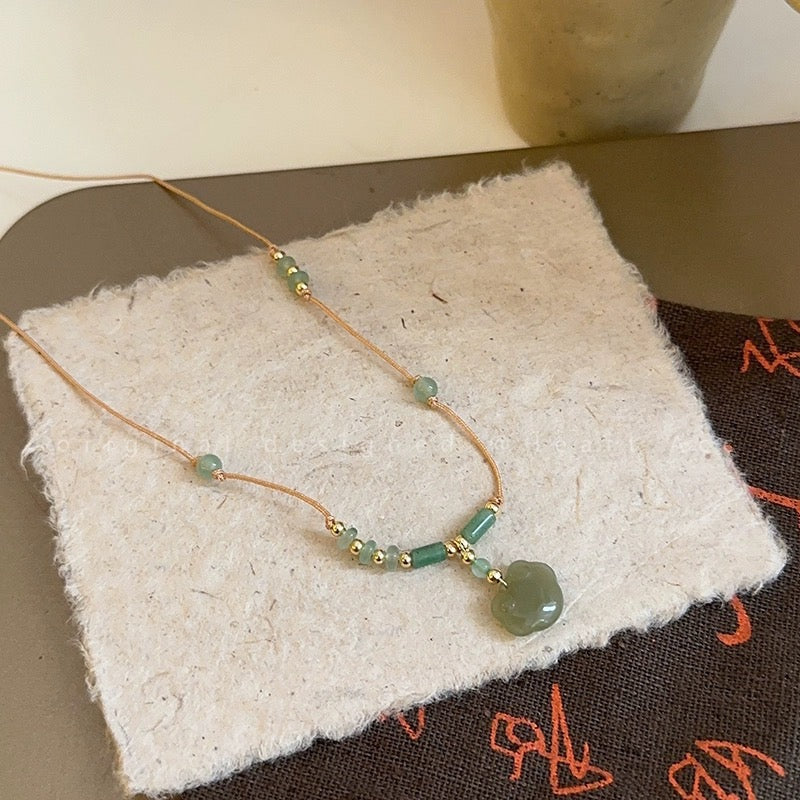 FENG SHUI - 4 New Chinese style retro ceramic butterfly bell pendant necklace new ethnic trench coat long necklace with accessories