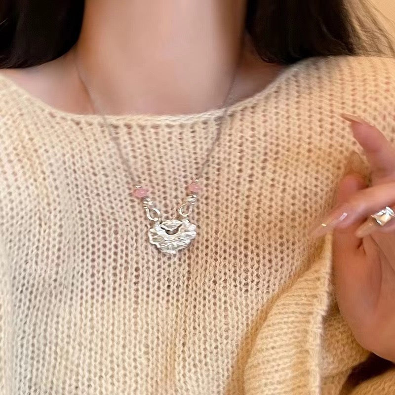 FENG SHUI - 4 New Chinese style retro ceramic butterfly bell pendant necklace new ethnic trench coat long necklace with accessories