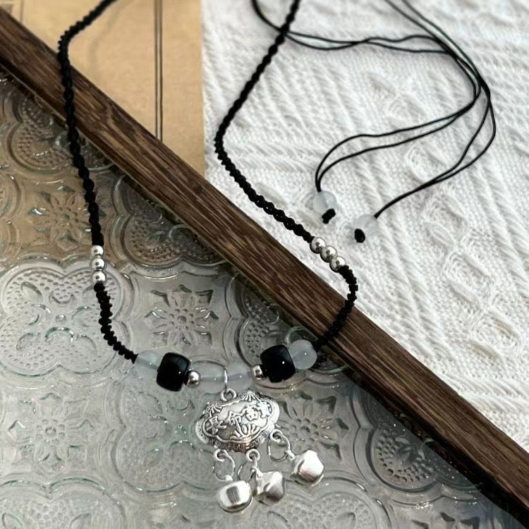 FENG SHUI - 4 New Chinese style retro ceramic butterfly bell pendant necklace new ethnic trench coat long necklace with accessories