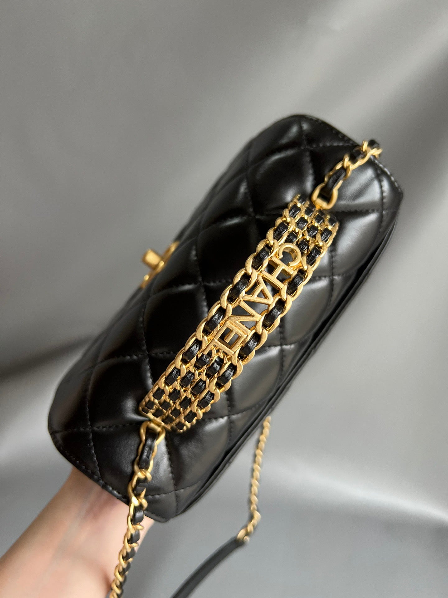 CHANEL- Handle Messenger bag Handle bag golden/sliver