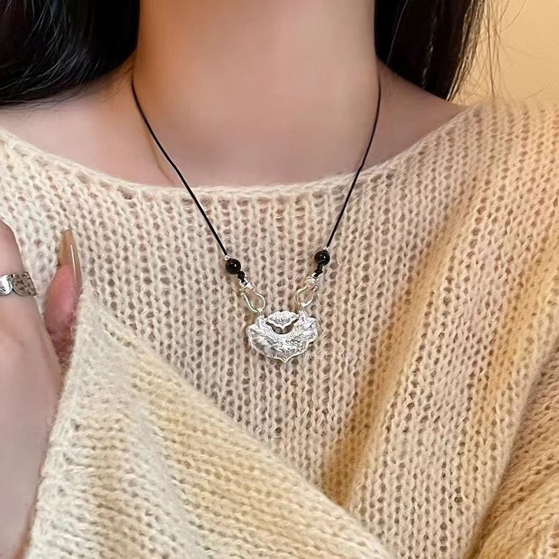 FENG SHUI - 4 New Chinese style retro ceramic butterfly bell pendant necklace new ethnic trench coat long necklace with accessories