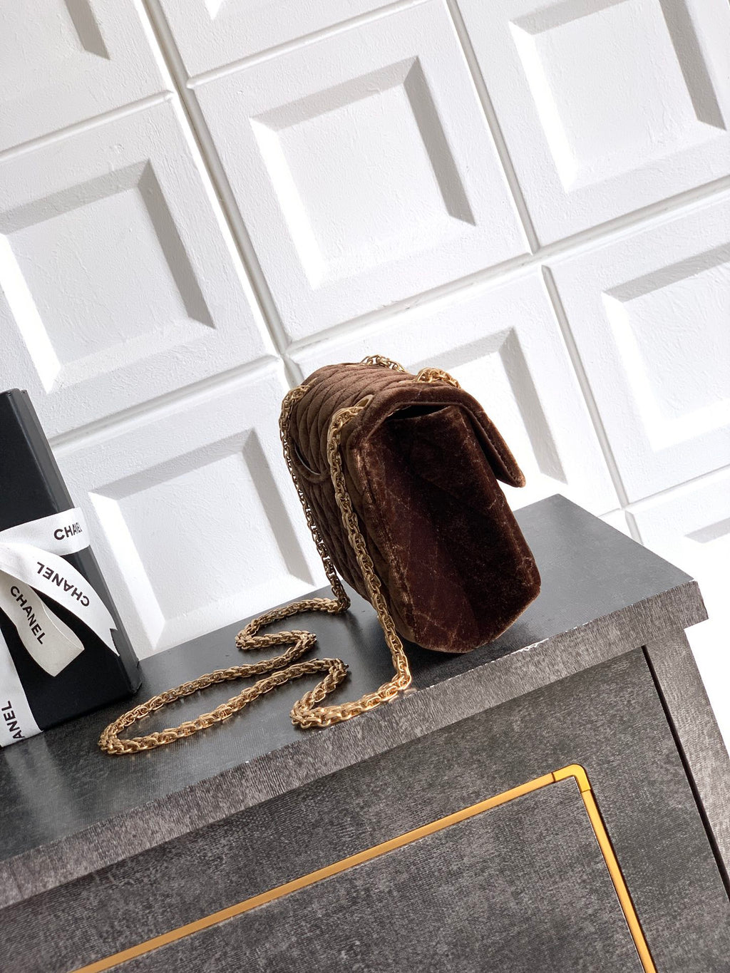 CHANEL-2.55 mini bag  golden/sliver