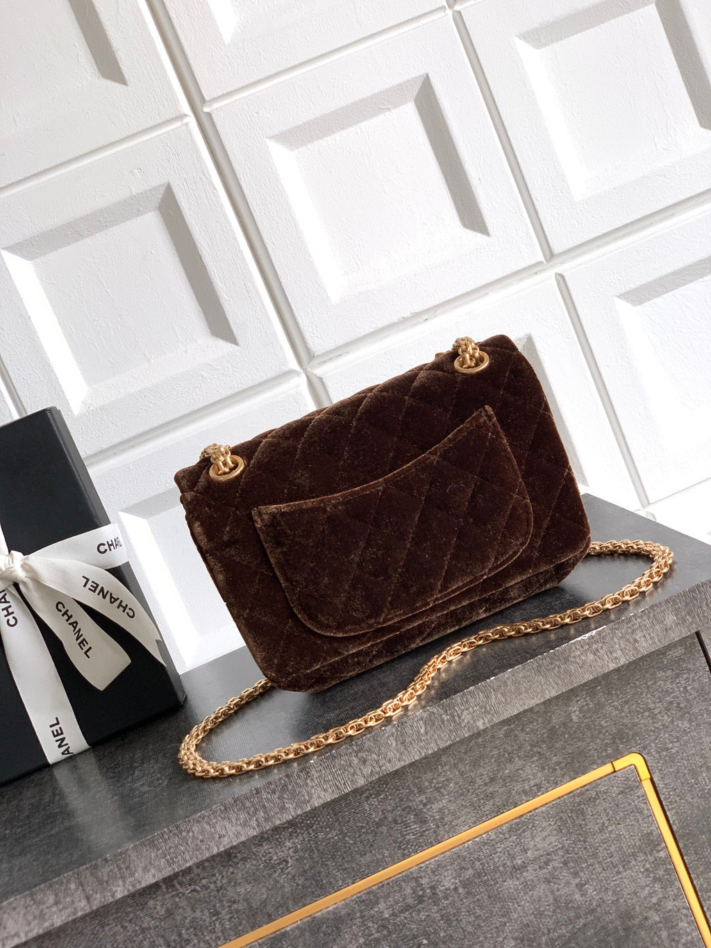 CHANEL-2.55 mini bag  golden/sliver