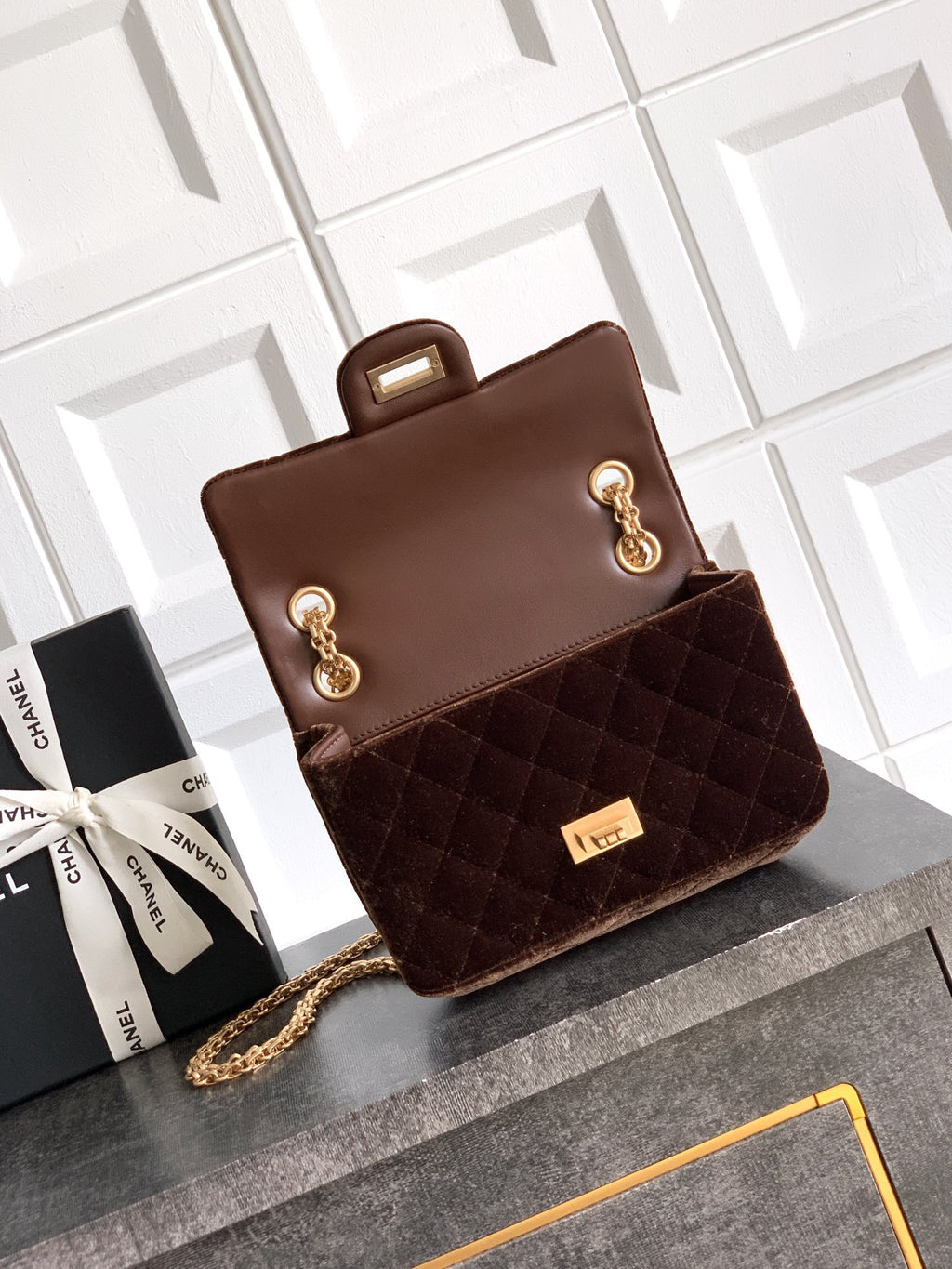 CHANEL-2.55 mini bag  golden/sliver