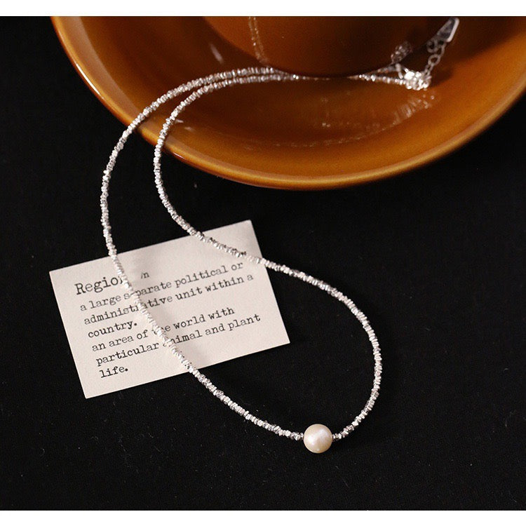 FENG SHUI - 6 S925 Sterling silver broken silver necklace pearl clavicle chain
