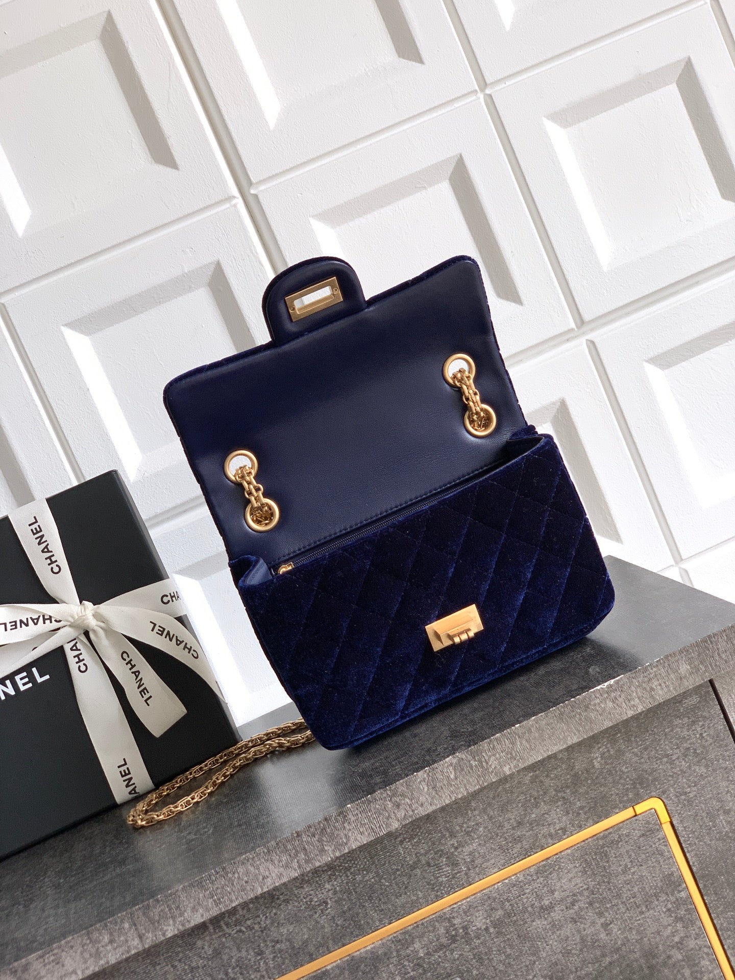 CHANEL-2.55 mini bag  golden/sliver