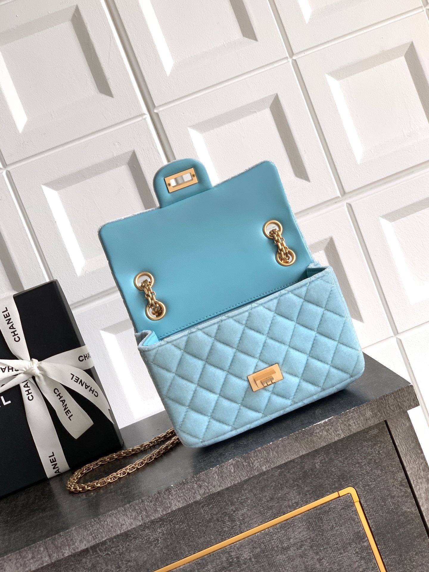 CHANEL-2.55 mini bag  golden/sliver