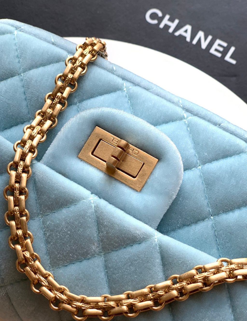 CHANEL-2.55 mini bag  golden/sliver