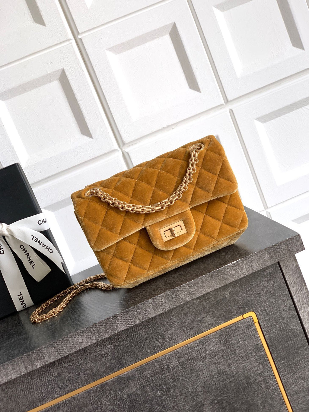CHANEL-2.55 mini bag  golden/sliver
