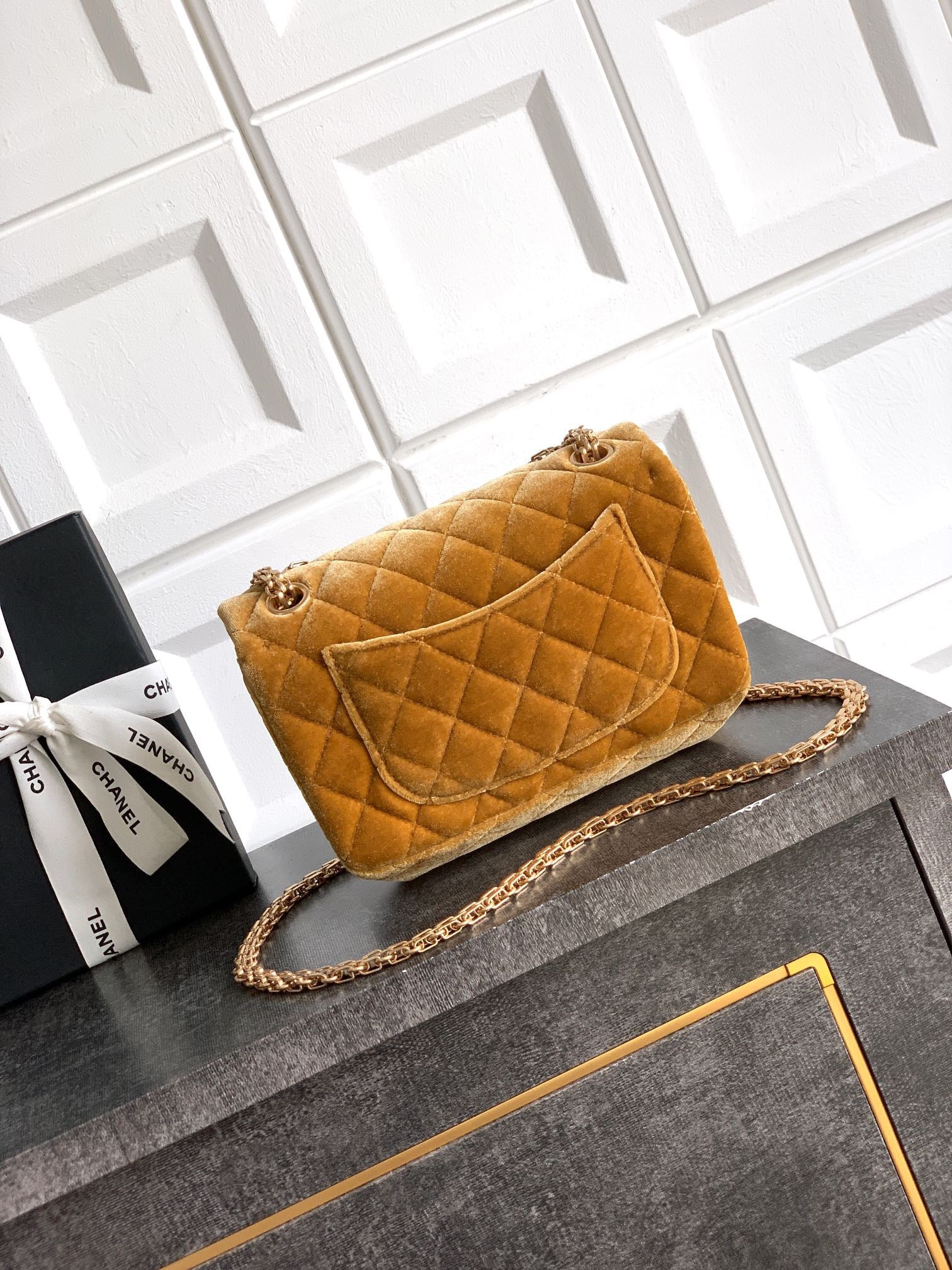 CHANEL-2.55 mini bag  golden/sliver