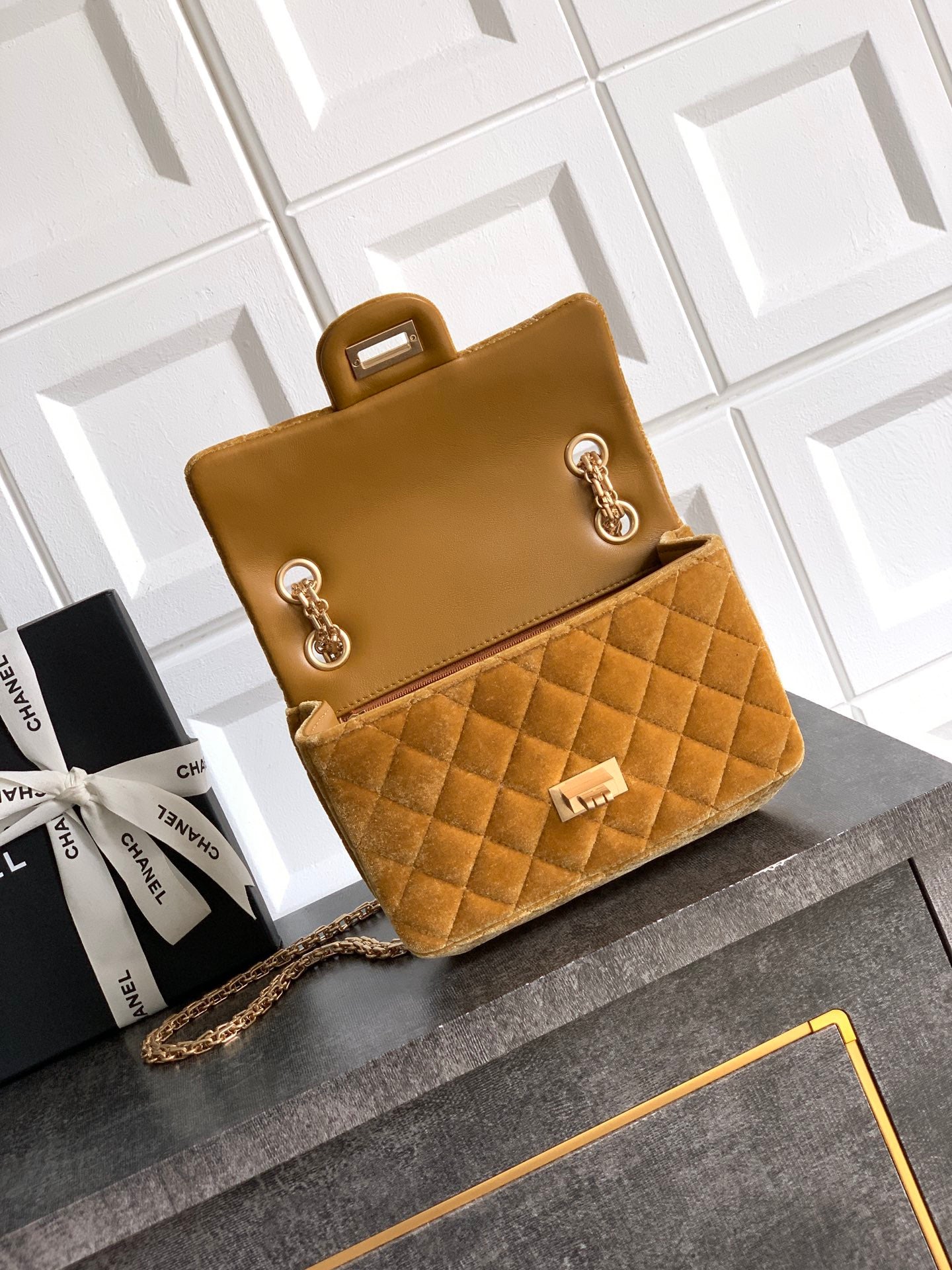 CHANEL-2.55 mini bag  golden/sliver