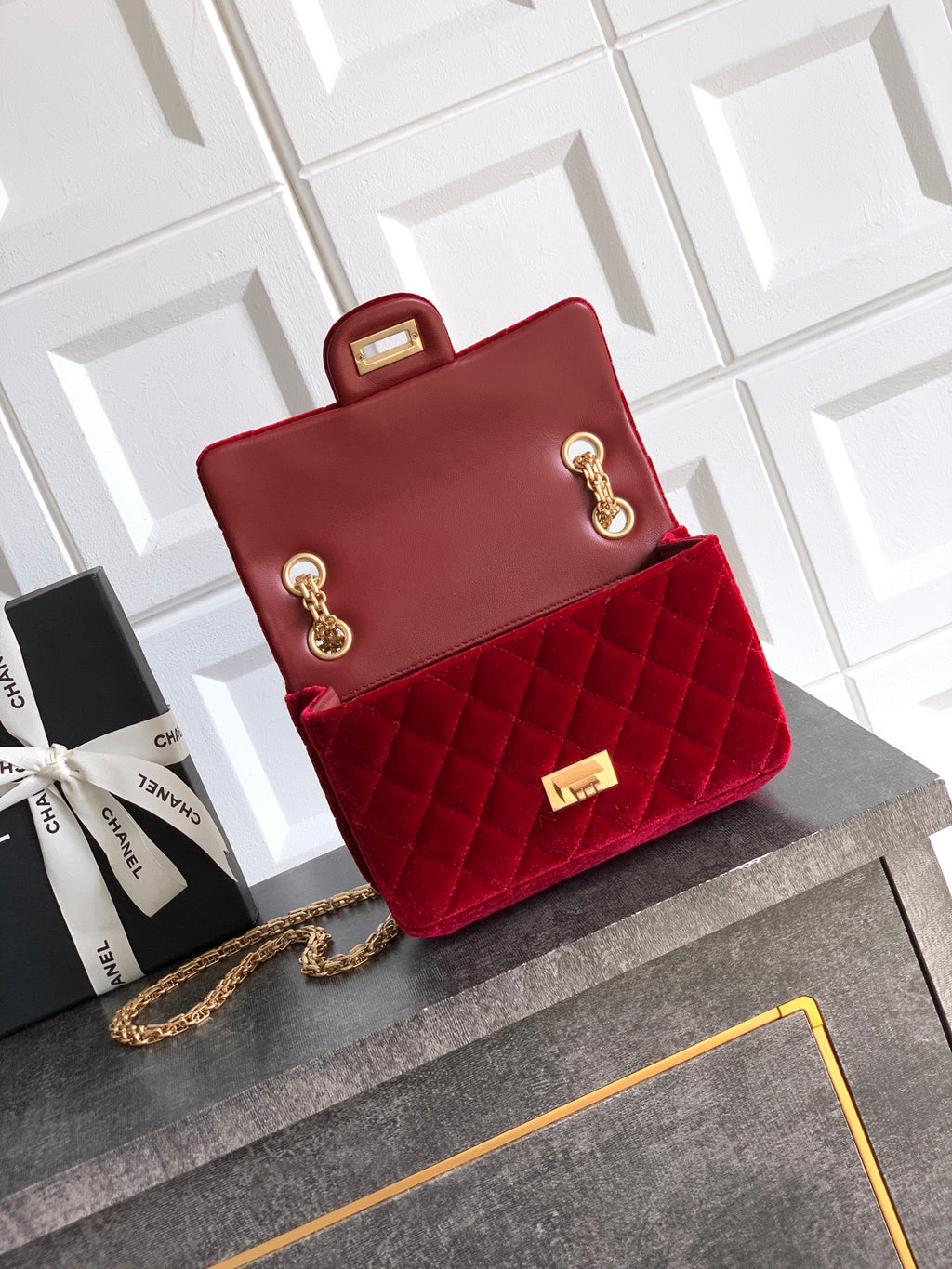 CHANEL-2.55 mini bag  golden/sliver