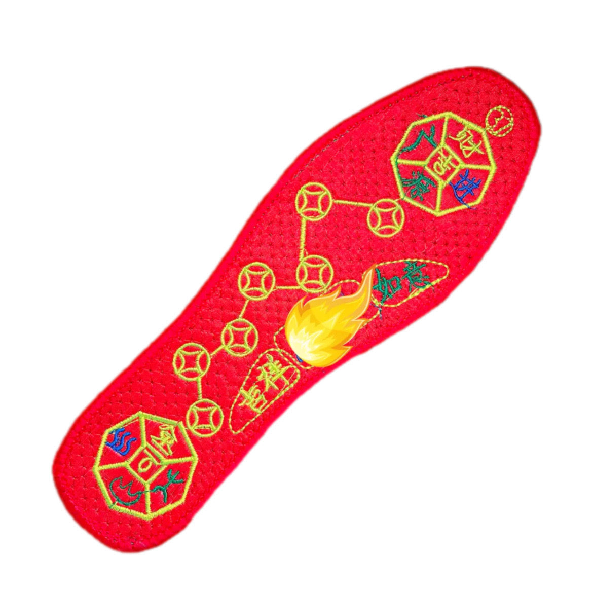 FENG SHUI - 10 Foot Seven Stars men's and women's embroidered red auspicious Year of this life embroider handcrafted insole copper coin pattern anti-bacterial sweats