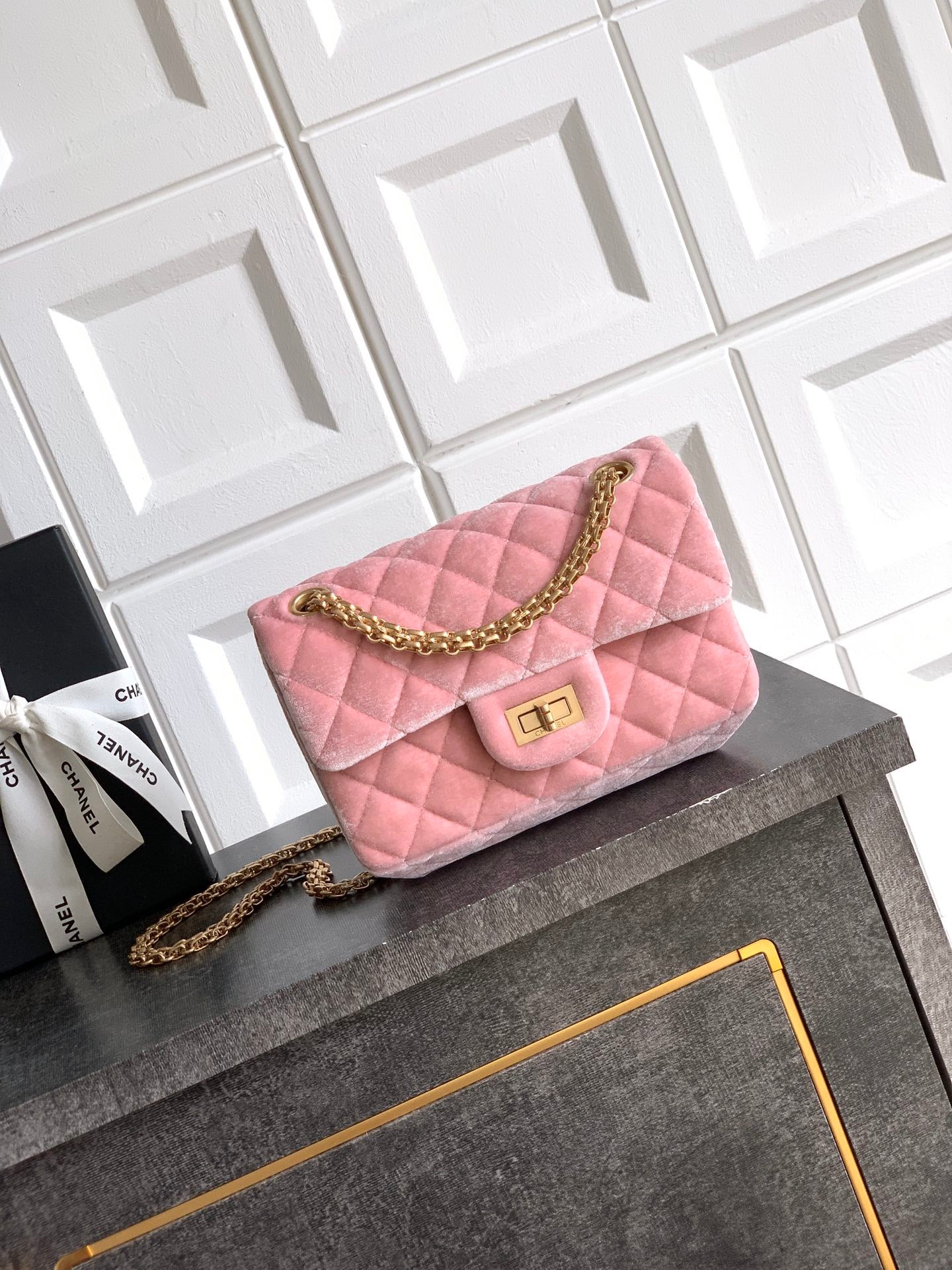 CHANEL-2.55 mini bag  golden/sliver