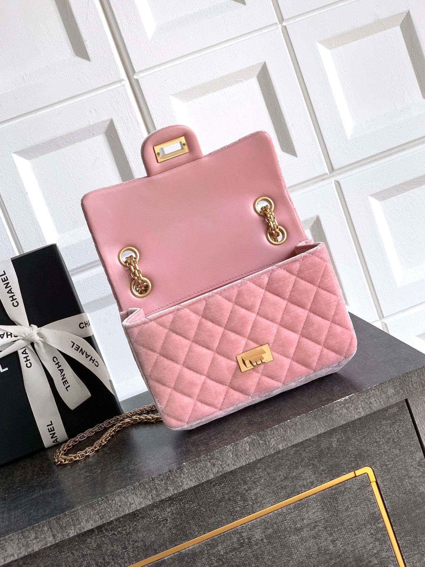 CHANEL-2.55 mini bag  golden/sliver