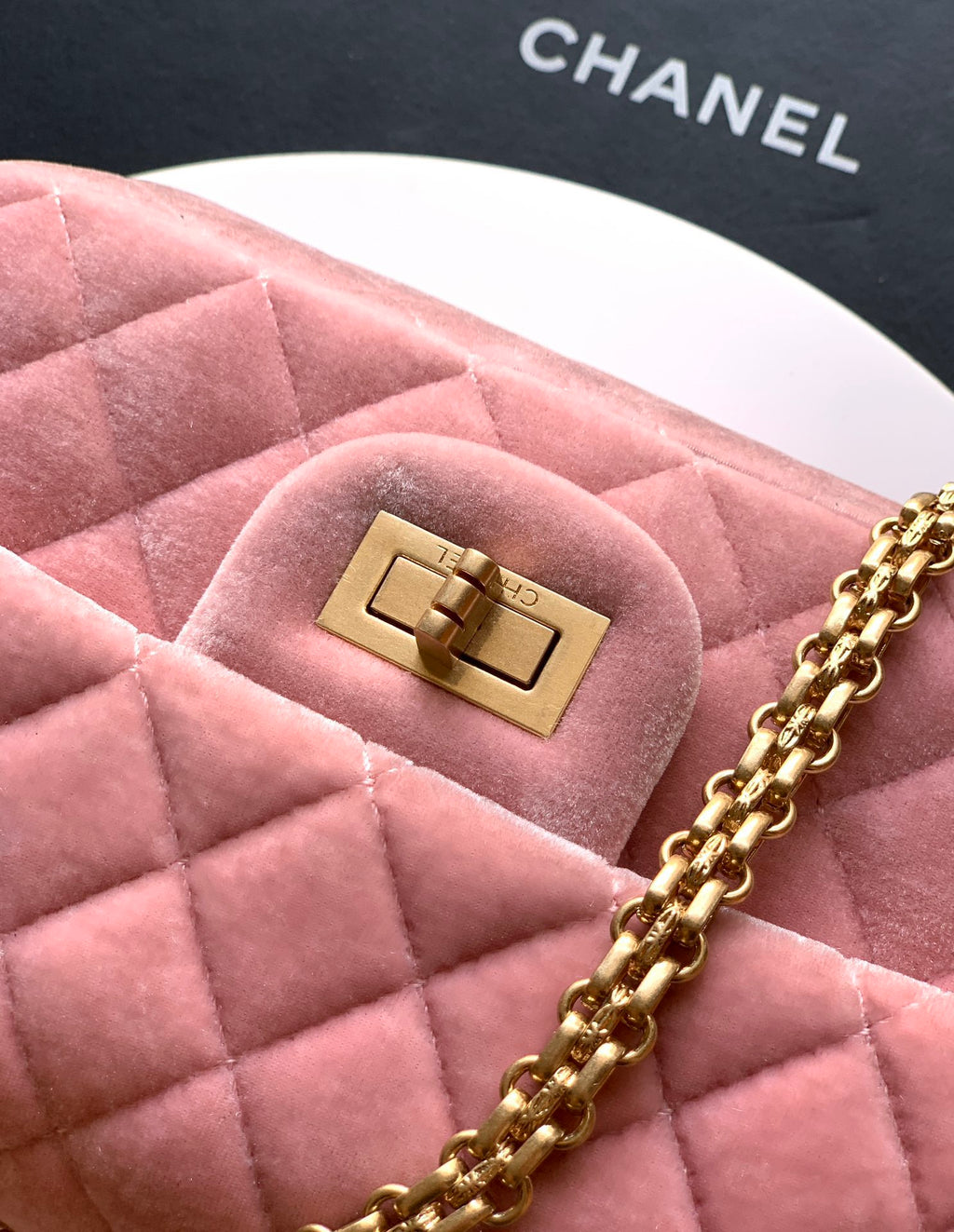 CHANEL-2.55 mini bag  golden/sliver