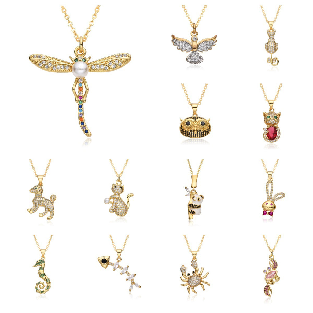 FENG SHUI - 11 Fashion personality dragonfly panda women's 18k pendant necklace