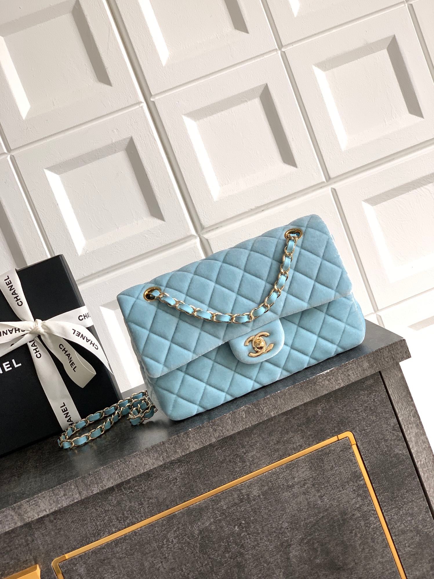 CHANEL-2.55 mini bag  golden/sliver