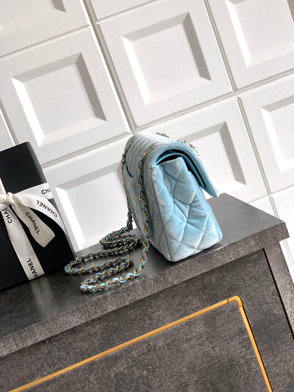 CHANEL-2.55 mini bag  golden/sliver