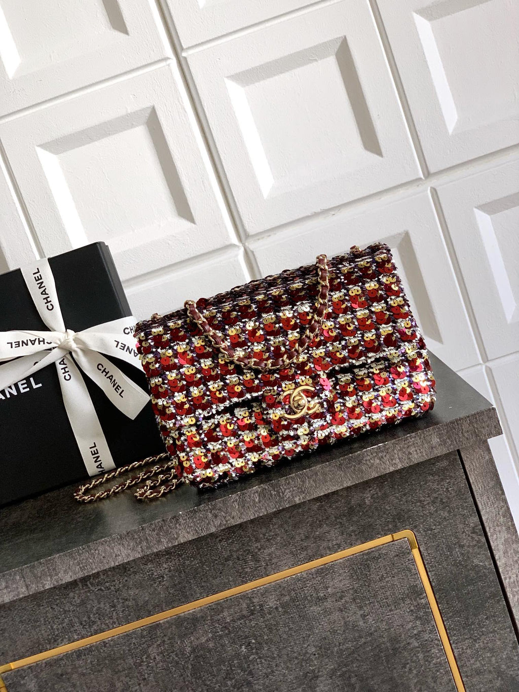 CHANEL-25K CF bag  golden/sliver