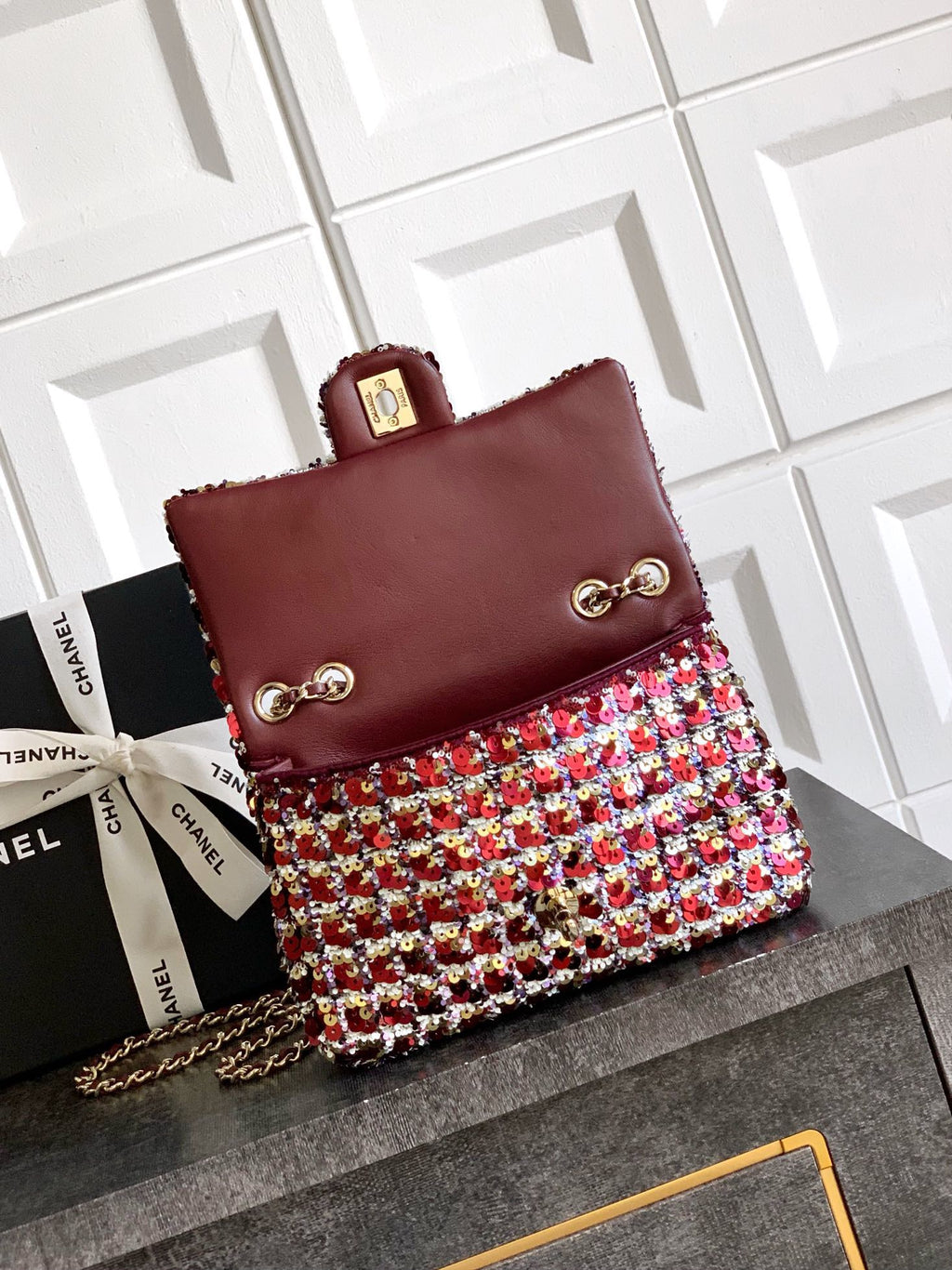 CHANEL-25K CF bag  golden/sliver