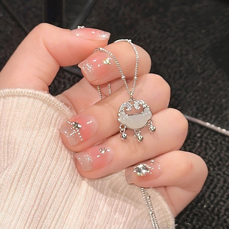 FENG SHUI - 13 S925 Silver Hetian jade necklace women fashion everything Ruyi peace lock pendant new Chinese style new style jewelry