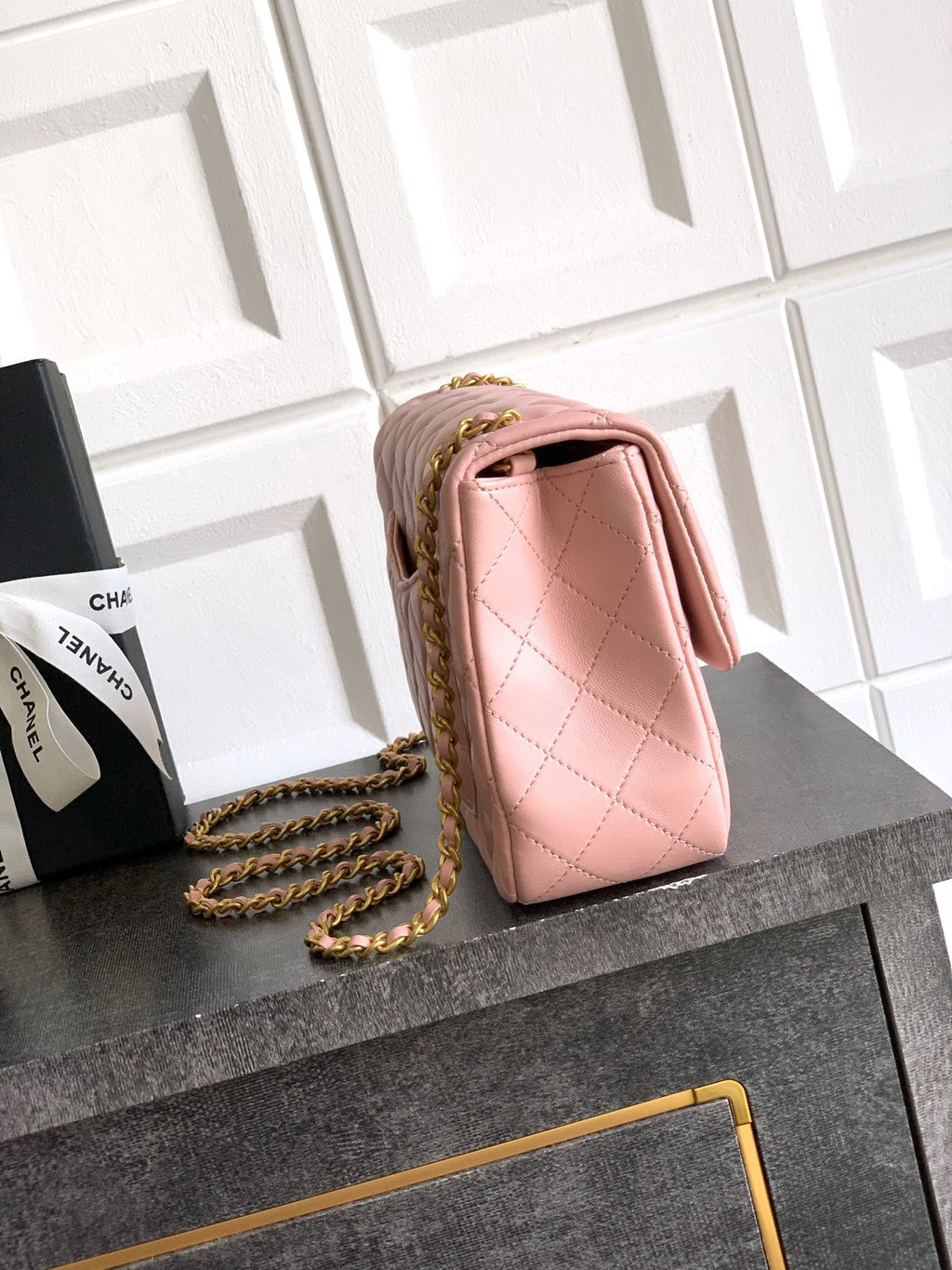 CHANEL-23A Flap bag  golden/sliver