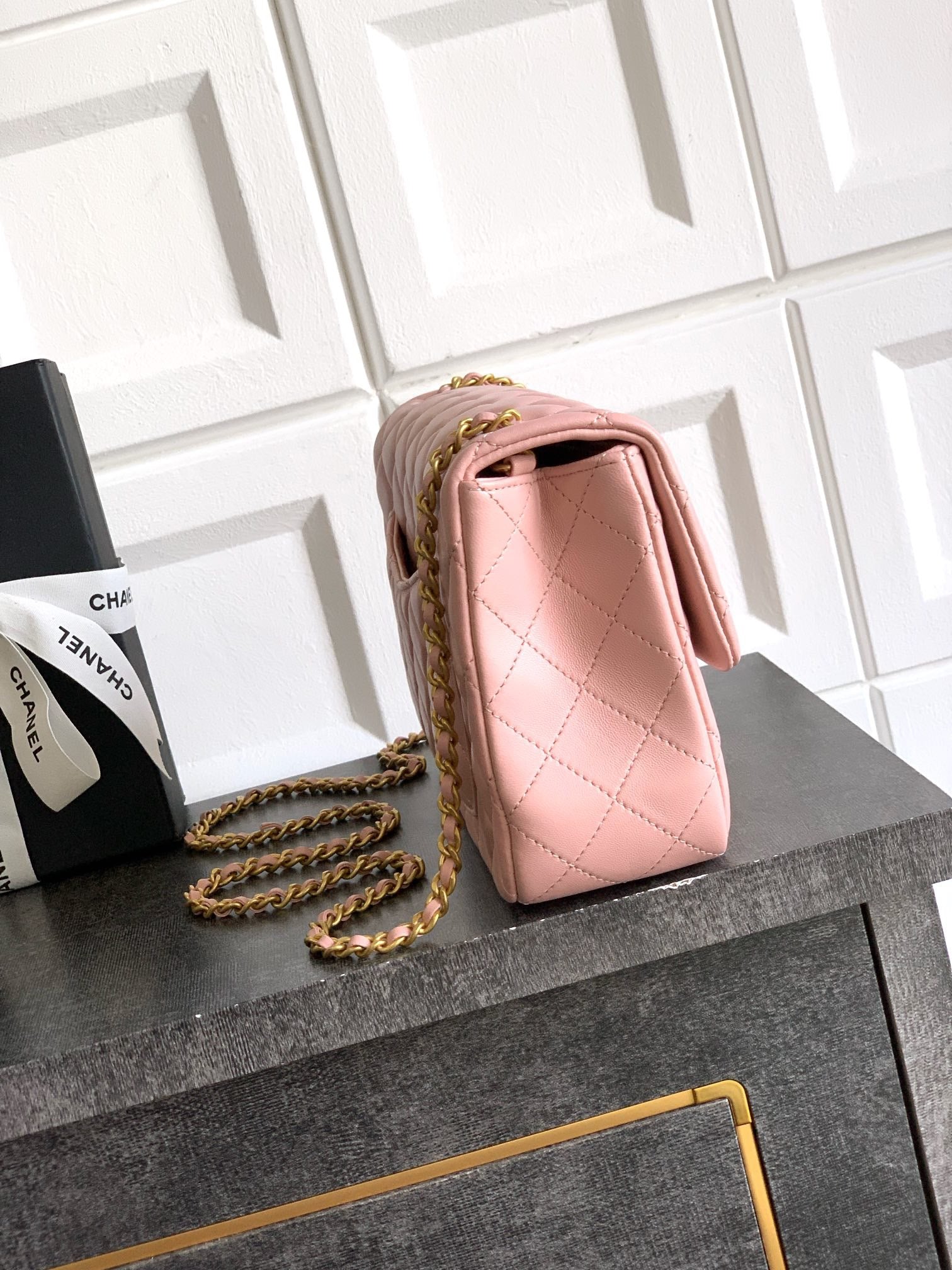 CHANEL-23A Flap bag  golden/sliver