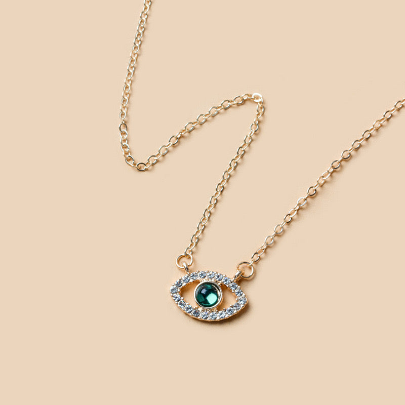 FENG SHUI - 14 Jewelry Gold plated single eye necklace Fashion girl street shot necklace women's sweater chain