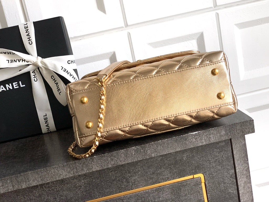 CHANEL- coco Handle bag  golden/sliver