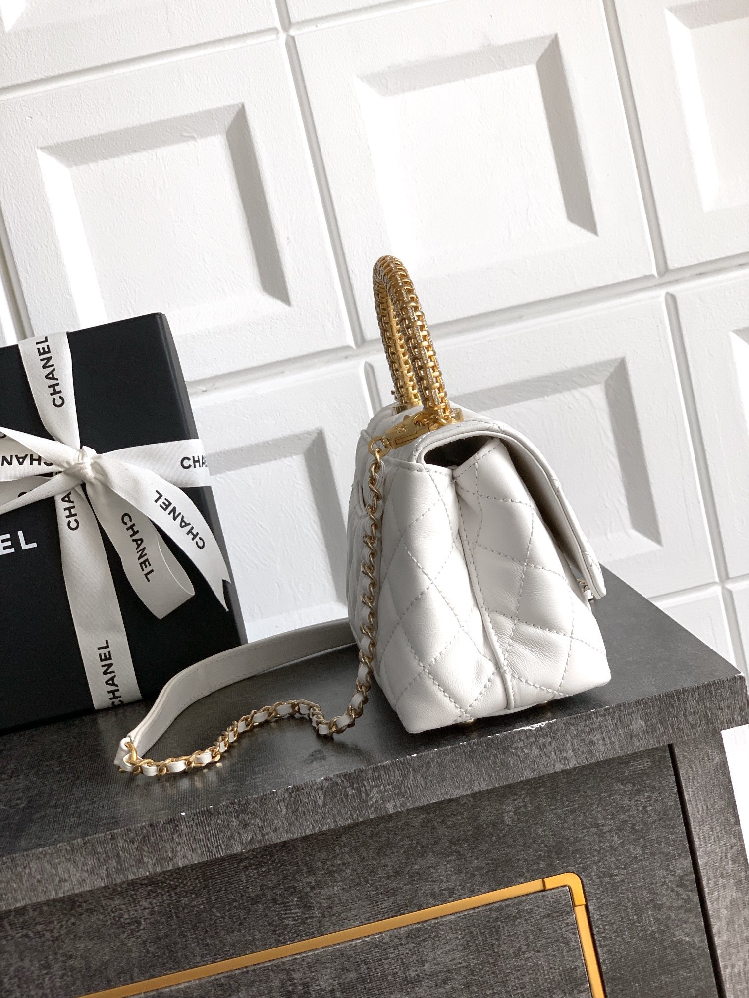 CHANEL- coco Handle bag  golden/sliver