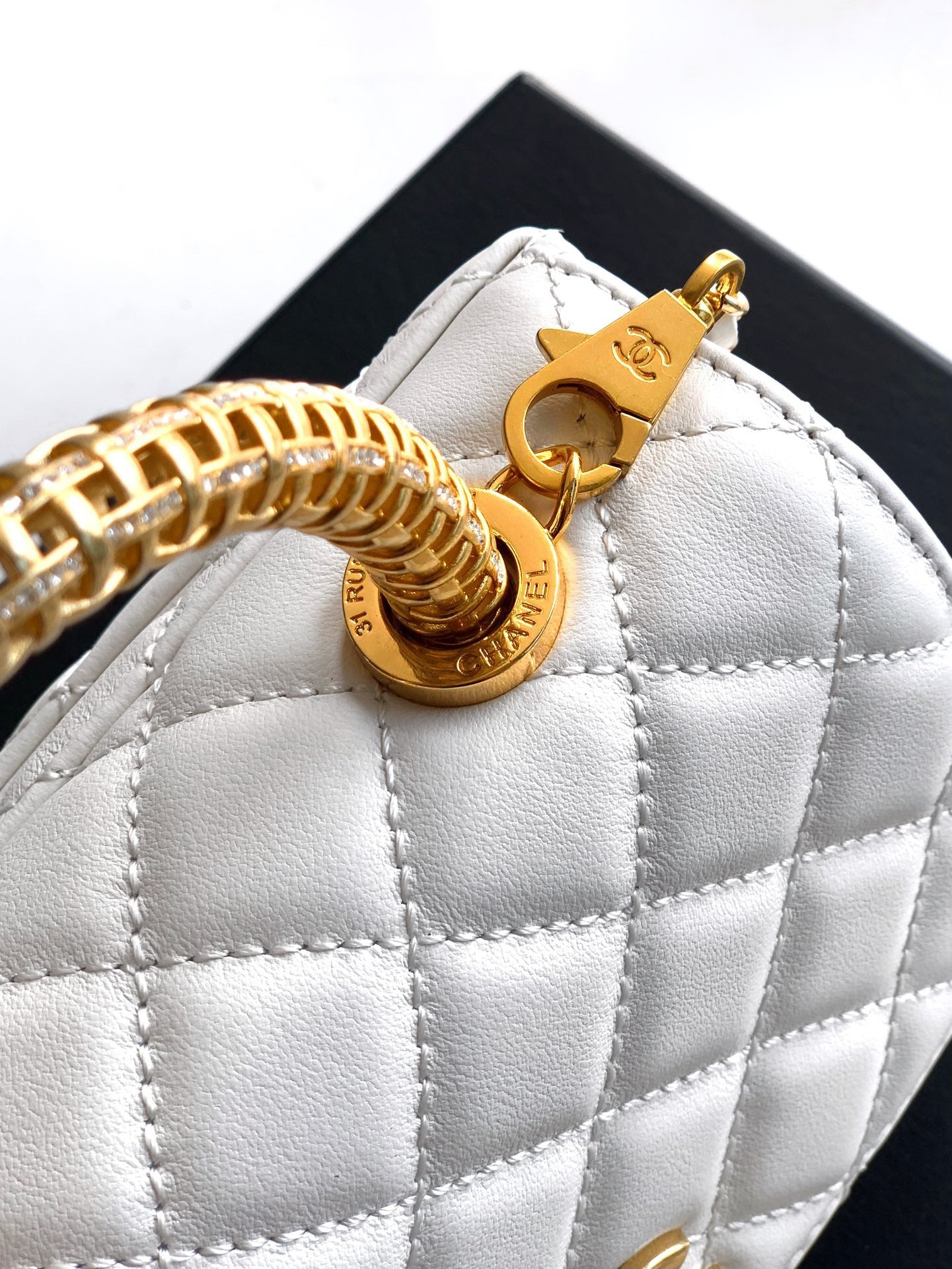 CHANEL- coco Handle bag  golden/sliver