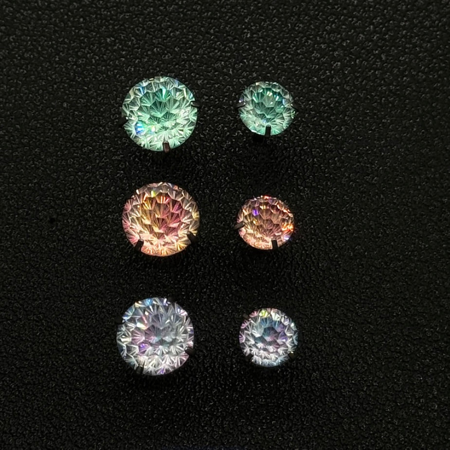 Titanium steel synthetic zircon stud earrings, colorful Moissanite diamond earrings for both men and women